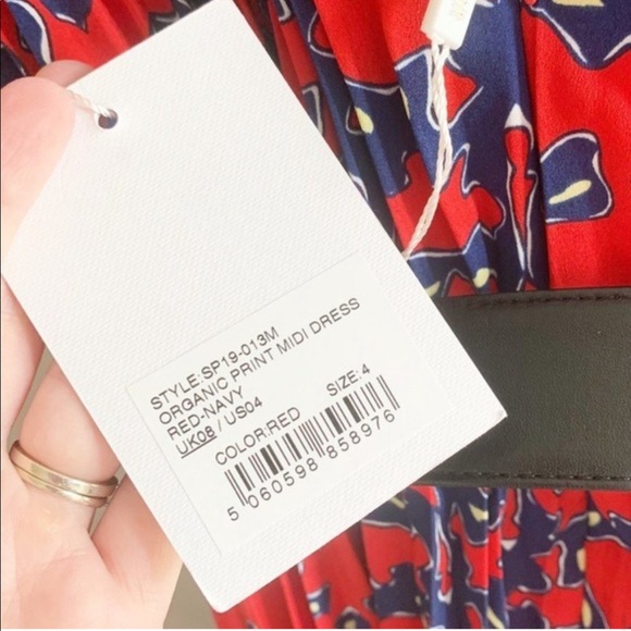 Self-Portrait Organic Print Midi Dress Pleated - Picture 7 of 8